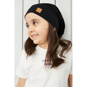Kız Çocuk Siyah İp 4 Mevsim Şapka Bere Buff Yumuşak Penye