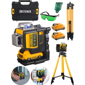 Alman 36 V 5 Ah Profesyonel Çift Akülü 12 Köşe 360° Otomatik Lazer Hizalama + Tripod Hediyeli