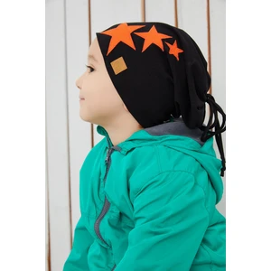 Turuncu Siyah Erkek Çocuk Bebek Şapka Bere Yumuşak Çift Katlı Spor Pamuklu Penye