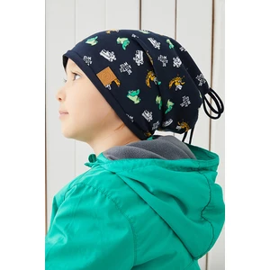 Pamuklu Çift Katlı Yumuşak Penye Lacivert Erkek Çocuk Bebek Şapka Bere