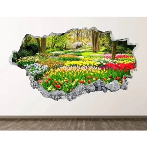 Kt Grup Çiçek Bahçesi Full Hd Baskı 3D Modern Duvar Sticker
