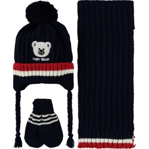 Civil Baby Erkek Bebek Atkı Bere Eldiven Set 0-24 Ay Lacivert