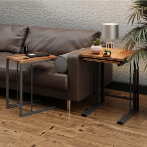 Zigon Sehpa | 3'Lü Zigon Metal Ayaklı Zigon Sehpa | 3lü  C Zigon  Sehpa