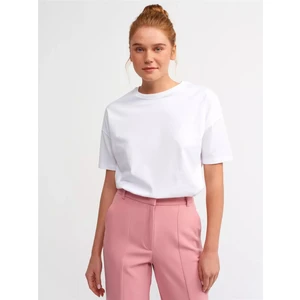 3683 Bisiklet Yaka Basic T-Shirt Beyaz