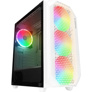 Zuko 600W 80+ Bronze Beyaz 4*14CM Rainbow Fan Metal Panel Temper Camlı Oyuncu Kasası