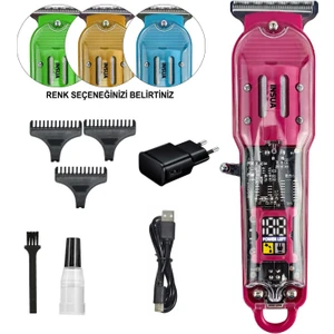 Saç Sakal Tıraş Makinesi Şarjlı LCD Ekran Profesyonel Insua HK-3900 Yeşil