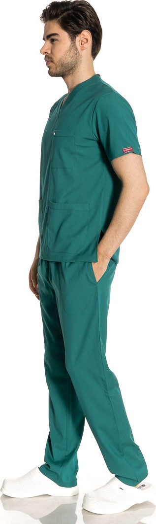 TıpMod Yarasa Kol Likralı Doktor / Hemşire Forması Koyu Yeşil görsel 3