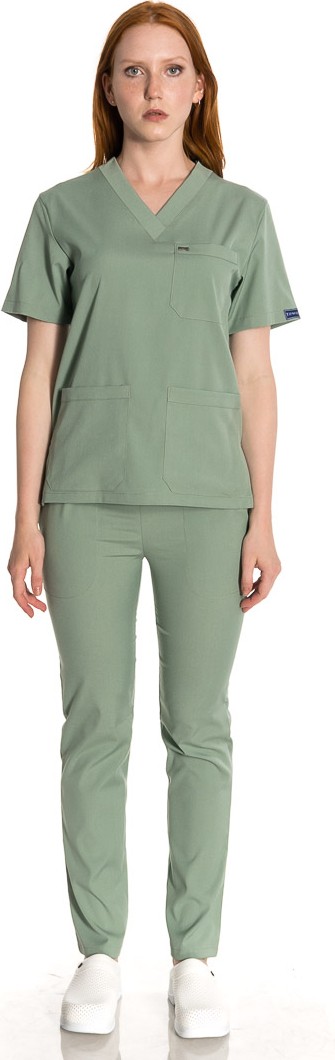 TıpMod Unisex Yarasa Kol Likralı Doktor / Hemşire Forması Çağla Yeşili