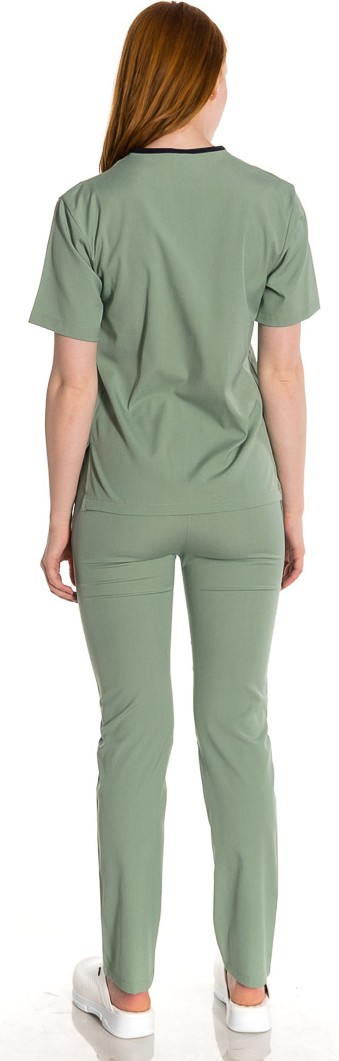 TıpMod Unisex Yarasa Kol Likralı Doktor / Hemşire Forması Çağla Yeşili görsel 2