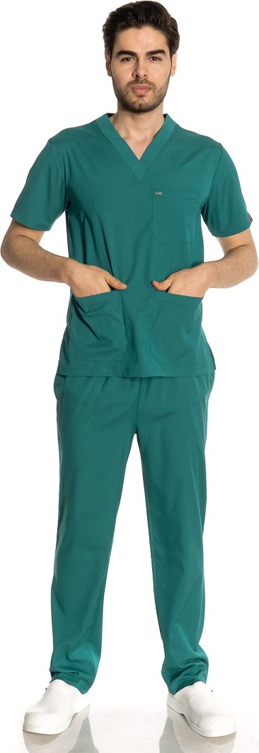 TıpMod Yarasa Kol Likralı Doktor / Hemşire Forması Koyu Yeşil görsel 5