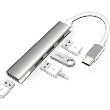 Uygun Elektronik Type - C 4 Girişli USB Çoğaltıcı Type-C To USB Hub 4 Ports (Macbook Uyumlu) Type-C