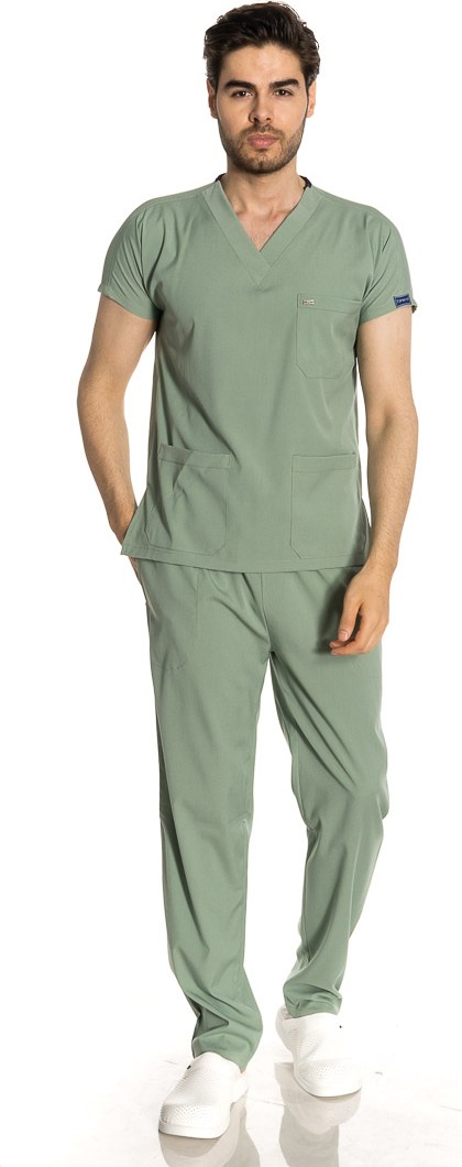 TıpMod Unisex Yarasa Kol Likralı Doktor / Hemşire Forması Çağla Yeşili görsel 4