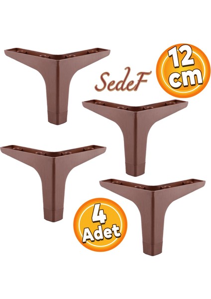 Sedef Lüks Mobilya Kanepe Sehpa Tv Ünitesi Koltuk Ayağı 12 cm Ceviz Ahşap Desenli Ayakları (4 Adet)