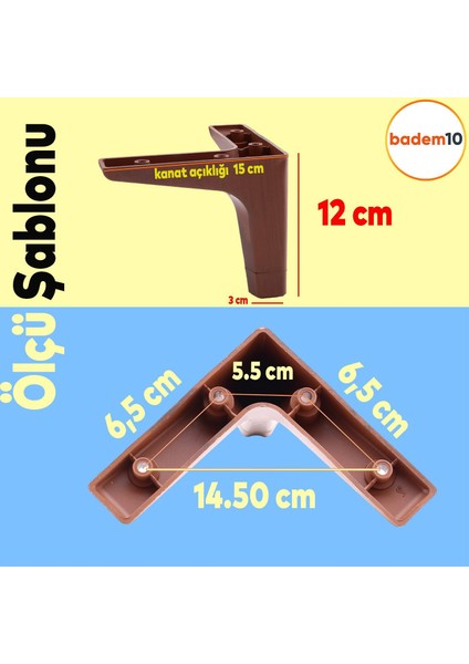 Sedef Lüks Mobilya Kanepe Sehpa Tv Ünitesi Koltuk Ayağı 12 cm Ceviz Ahşap Desenli Ayakları (4 Adet)