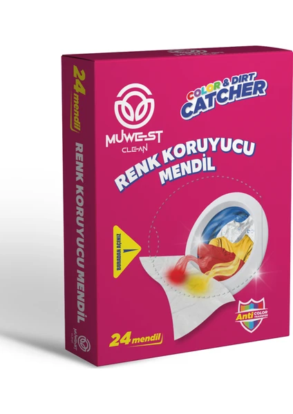 Clean Renk Ayırıcı ve Kir Tutucu Mendil - Maksimum Performans 24 Adet