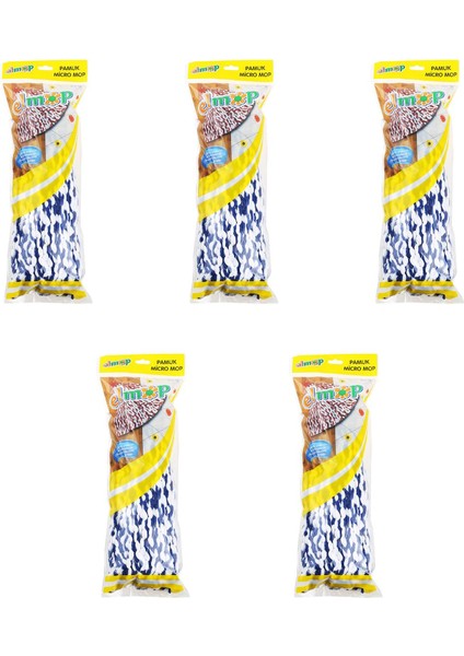 PM02 Yedek Vidalı Mop Paspas Püskül Ucu - Pamuklu Mikrofiber Ipli Mop Yedeği Başlığı - 5 Adet