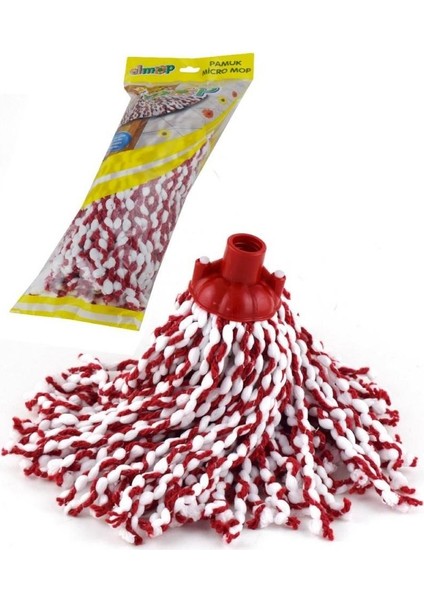 PM02 Yedek Vidalı Mop Paspas Püskül Ucu - Pamuklu Mikrofiber Ipli Mop Yedeği Başlığı - 5 Adet