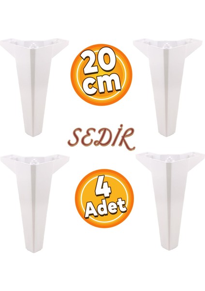 Sedir Lüks Mobilya Kanepe Konsol Sehpa Tv Ünitesi Koltuk Ayağı 20 cm Beyaz Ayakları 4 Adet
