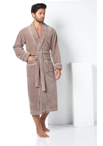 Devetüyü Biyeli Bambu Cotton Erkek Bornozu