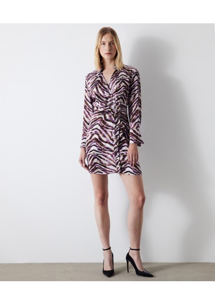 Zebra Desen Saten Elbise