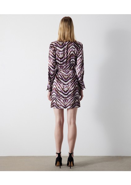 Zebra Desen Saten Elbise