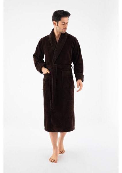 Antrasit Yaka Pitikare Bambu Pamuklu Erkek Bornozu indirimleri