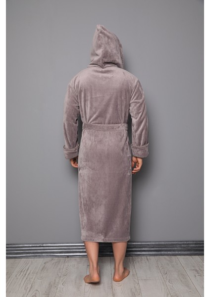 Taş Biyeli Uzun Kapüşonlu Bambu Pamuklu Erkek Bornozu fiyatları