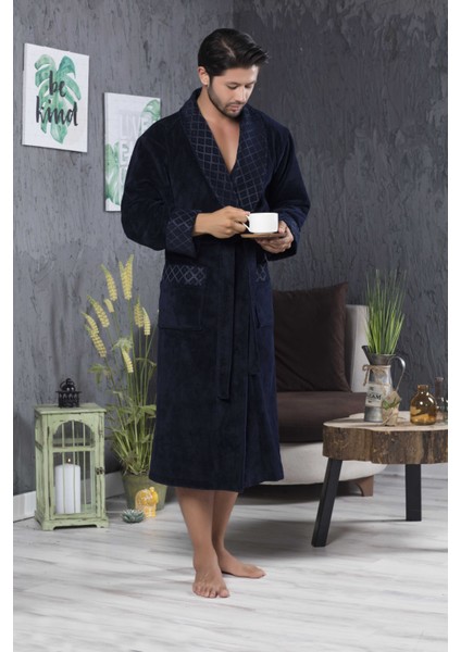 Nefti Renk Yaka Kapitone Bambu Pamuklu Erkek Bornozu fırsatları