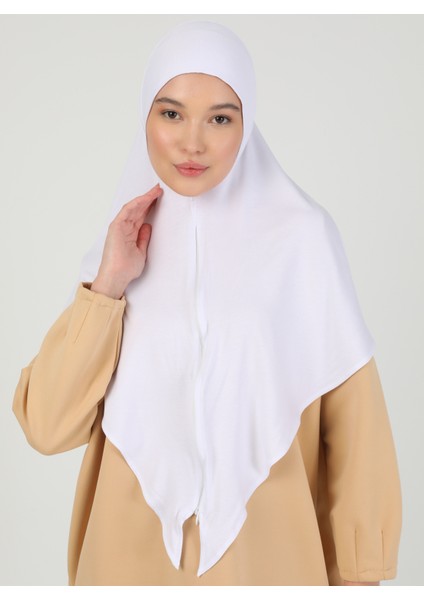 Fermuarlı Viskon Hijab - Beyaz - Ecardin fiyatları