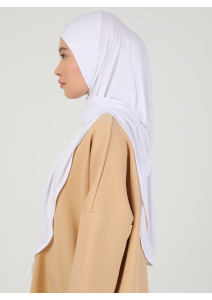 Fermuarlı Viskon Hijab - Beyaz - Ecardin modelleri