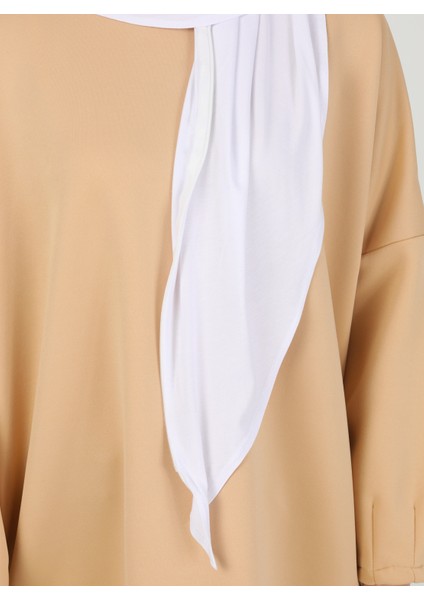 Fermuarlı Viskon Hijab - Beyaz - Ecardin fırsatları