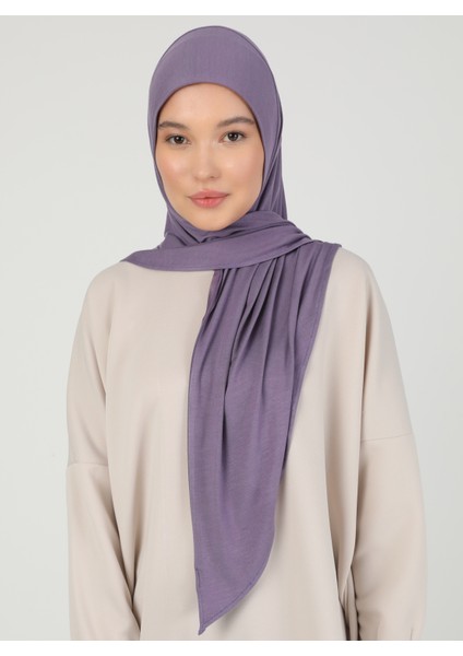 Fermuarlı Viskon Hijab - Mürdüm - Ecardin
