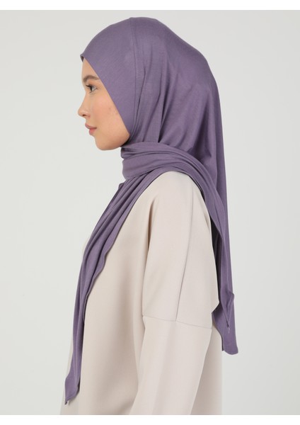 Fermuarlı Viskon Hijab - Mürdüm - Ecardin