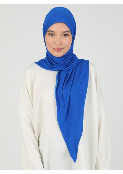 Fermuarlı Viskon Hijab - Saks Mavi - Ecardin