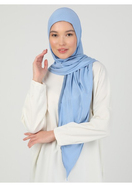 Fermuarlı Viskon Hijab - Bebe Mavisi - Ecardin