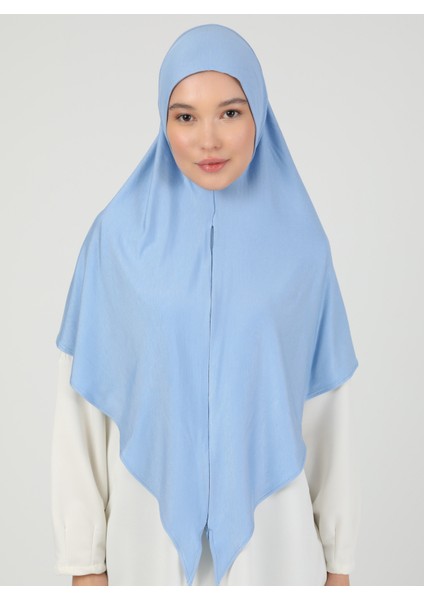 Fermuarlı Viskon Hijab - Bebe Mavisi - Ecardin