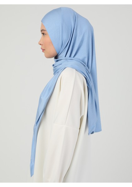 Fermuarlı Viskon Hijab - Bebe Mavisi - Ecardin