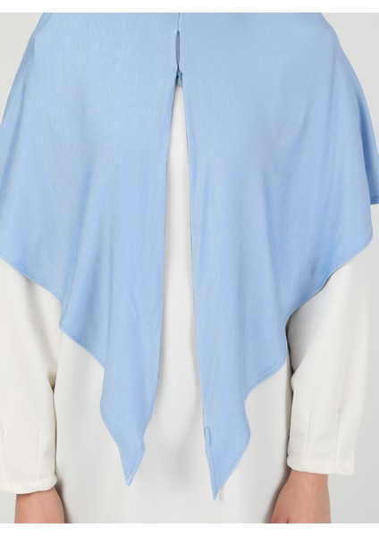 Fermuarlı Viskon Hijab - Bebe Mavisi - Ecardin