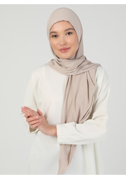 Fermuarlı Viskon Hijab - Açık Vizon - Ecardin