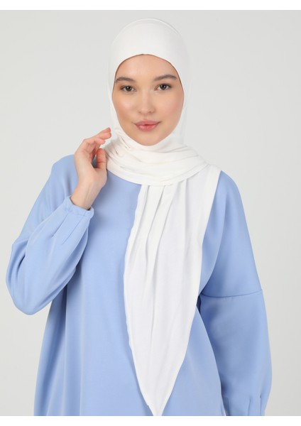 Fermuarlı Viskon Hijab - Krem - Ecardin