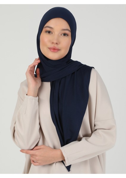 Fermuarlı Viskon Hijab - Lacivert - Ecardin