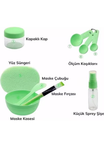 Kendin Yap Yüz Maskesi Karıştırma Aleti Seti Yeşil Renk fiyatları