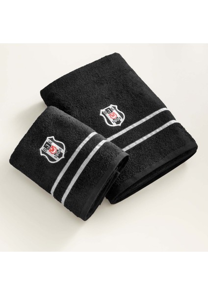 Lisanslı Beşiktaş Arma Pamuk 70X140 cm Banyo Havlusu Siyah