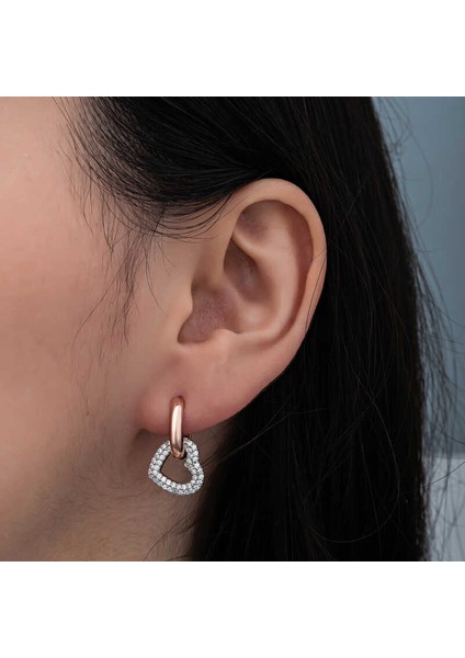 ​gümüş Rose Sallantılı Kalp Kadın Küpe modelleri