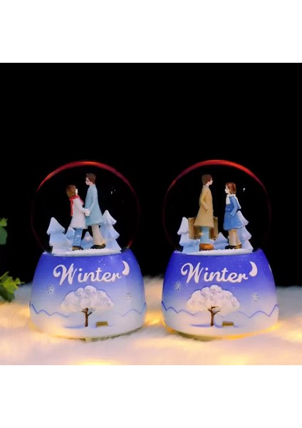 Winter Orta Boy Işıklı Müzikli Kar Küre ve Lotus Kolye Hediyeli fırsatları