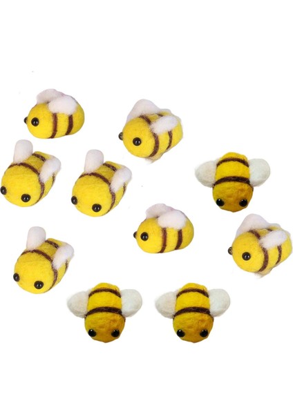 10X Bumble Bee Süs Mini El Sanatları Arılar El Yapımı Dekortave Yün Keçe Arı Diy Sarı (Yurt Dışından)