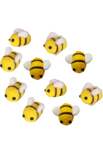 10X Bumble Bee Süs Mini El Sanatları Arılar El Yapımı Dekortave Yün Keçe Arı Diy Sarı (Yurt Dışından)
