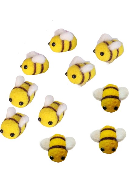 10X Bumble Bee Süs Mini El Sanatları Arılar El Yapımı Dekortave Yün Keçe Arı Diy Sarı (Yurt Dışından)