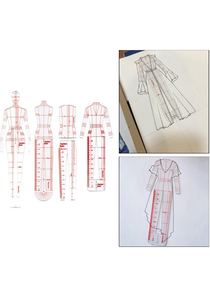 Moda Çizim Cetvel Kadın Insansı Desenler Tasarlama Eskiz Şablonu B Için (Yurt Dışından)