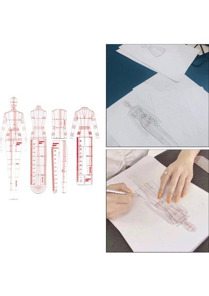 Moda Çizim Cetvel Kadın Insansı Desenler Tasarlama Eskiz Şablonu B Için (Yurt Dışından)